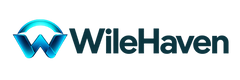 WileHaven horizontal logo with blue and teal W symbol